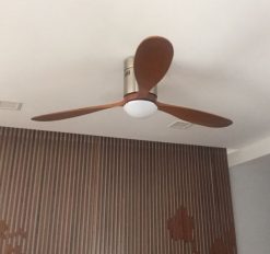 Quạt trần Pilot LED cánh gỗ 3D cho trần nhà thấp anh quat tran royal pilot light mau go nau